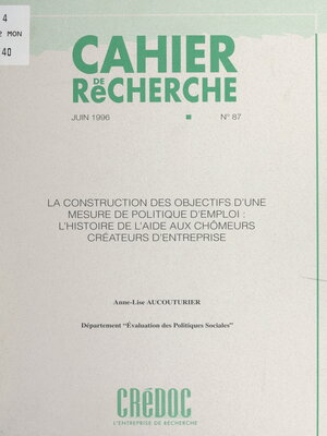 cover image of La construction des objectifs d'une mesure de politique d'emploi